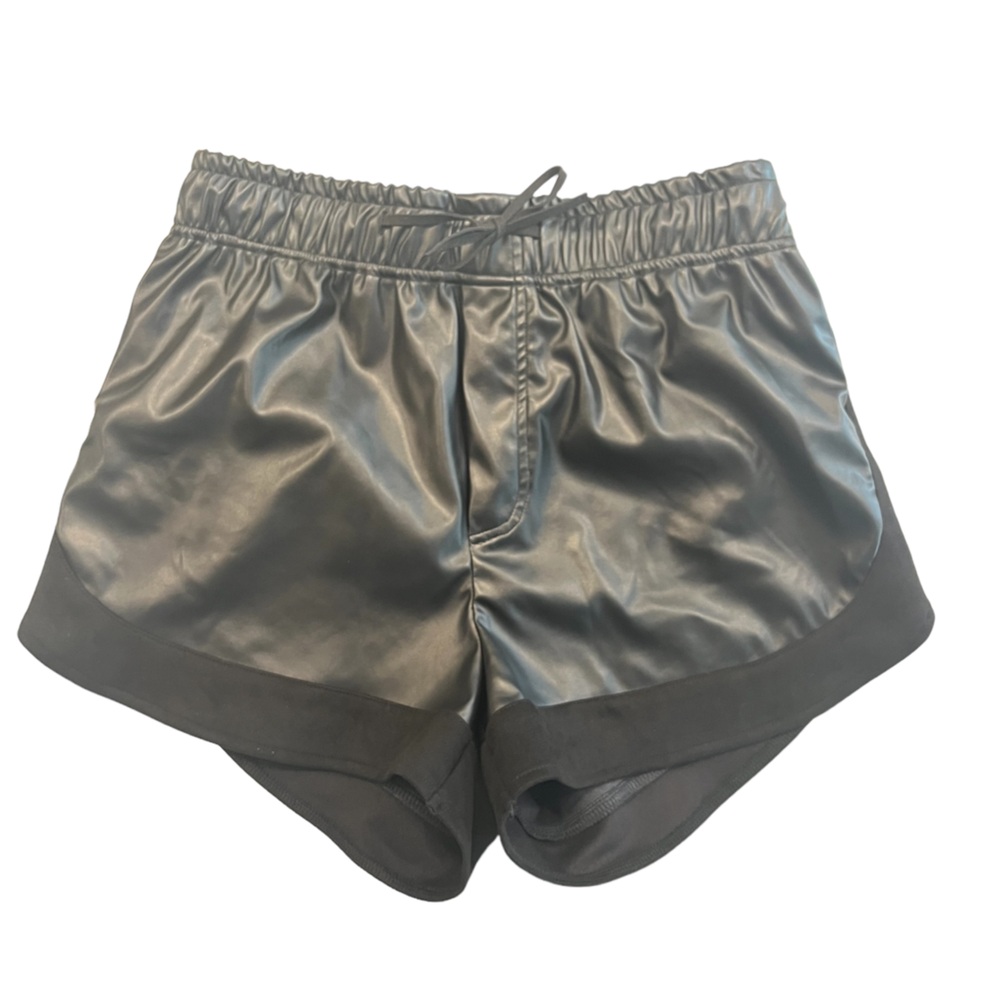 EUC Akira Black Faux Leather Drawstring Waist Shorts Size L